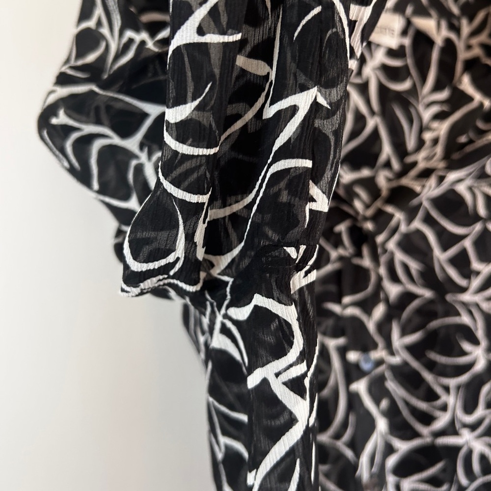 Y2K CHICO’S Sheer Silk Button Down Tunic Top Art Wear Minimalist Boho Size XL - Picture 9 of 15